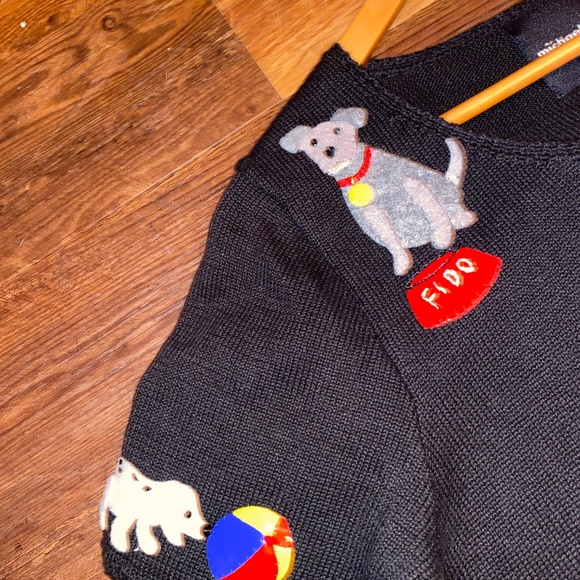 Vintage Michael Simon Black Sweater Dress Dogs Size Medium NWT - Picture 7 of 8